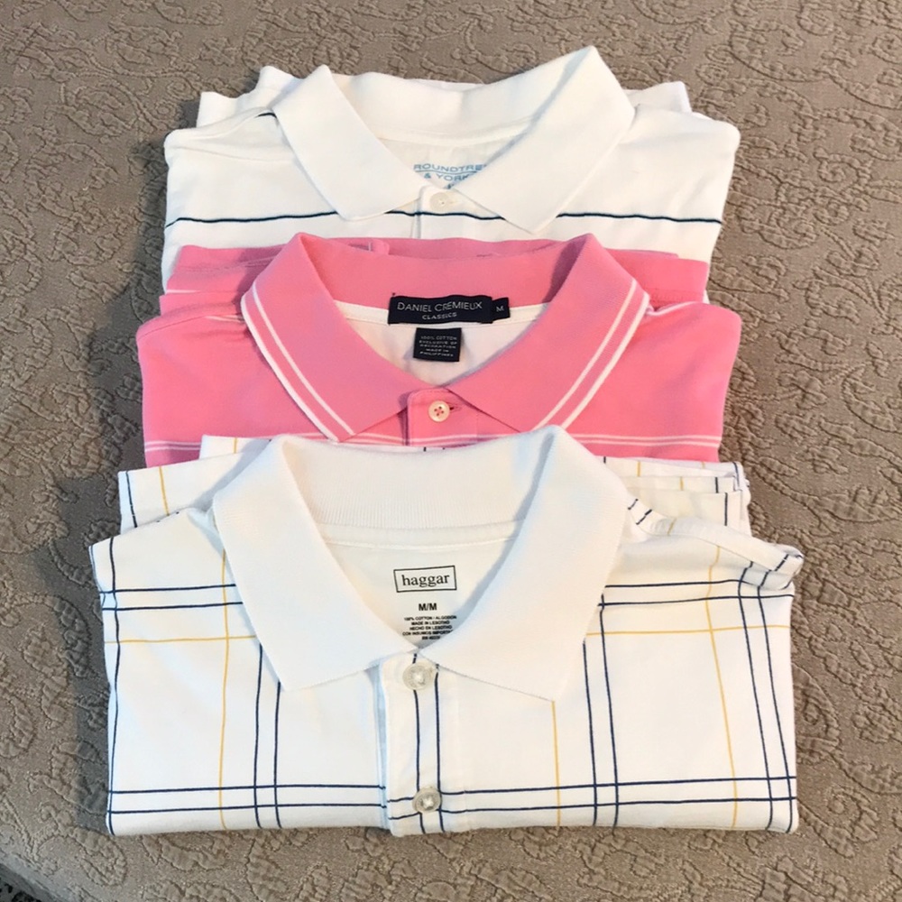 LOT OF 3 short sleeve men’s polo shirts sz Medium